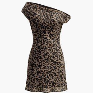 COMMENSE Asymmetric Collar Printed Short Dress SZ S NWT